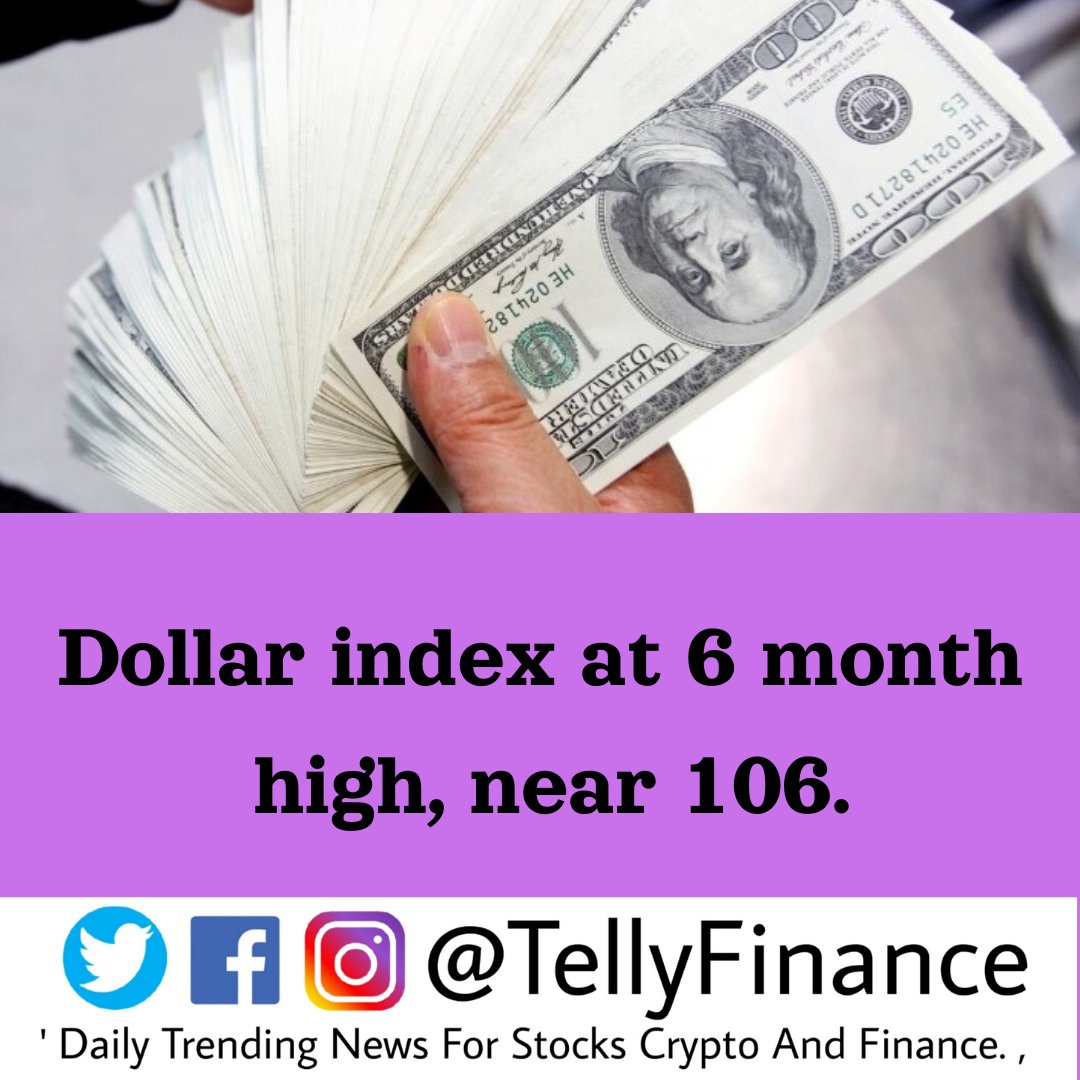 Dollar index at 6 month high, near 106 #dollarindex #dollar

#marketupdates #tellyfinance #tellyfinanceindia #tellyfinancenews @TellyFinance
