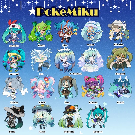 初音ミク 「The pokemikus is the perfect mix 」|🌟yami11arts🌙 # AA14 Salón manga Alicanteのイラスト