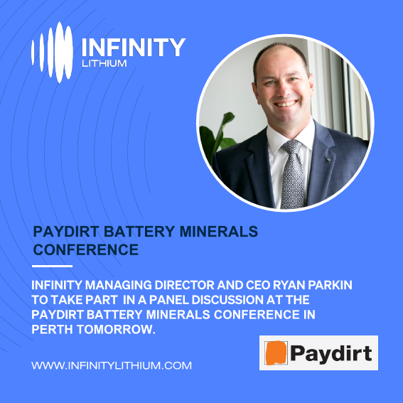 Infinity Lithium (@infinitylithium) on Twitter photo <a href="/InfinityLithium/">Infinity Lithium</a> Managing Director and CEO Ryan Parkin is pleased to be joining the panel at the <a href="/Paydirt_Media/">Paydirt Media</a> Battery Minerals Conference in Perth tomorrow to discuss "Battery Flows Across Europe".
Details of the event can be found following the link: batterymineralsconference.com <a href="/InfinityLithium/">Infinity Lithium</a> Managing Director and CEO Ryan Parkin is pleased to be joining the panel at the <a href="/Paydirt_Media/">Paydirt Media</a> Battery Minerals Conference in Perth tomorrow to discuss "Battery Flows Across Europe".
Details of the event can be found following the link: batterymineralsconference.com