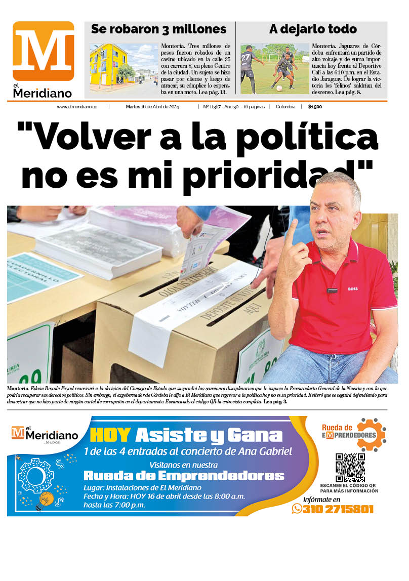 #ContraPortadaCórdoba 
#ElMeridianoTeUbica 
#LaVerdadSinAfán 
#Martes 
@EdwinBesaile