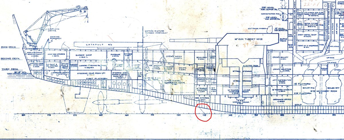 USS North Carolina (BB 55) August 1941 blueprints show what I believe is the centerline keel 'skeg'. This is in relation to Ryan Szimanski's recent YT video showing the same centerline skeg on #BB62 and an often missed feature of #scalemodeling for Iowa Class models This is