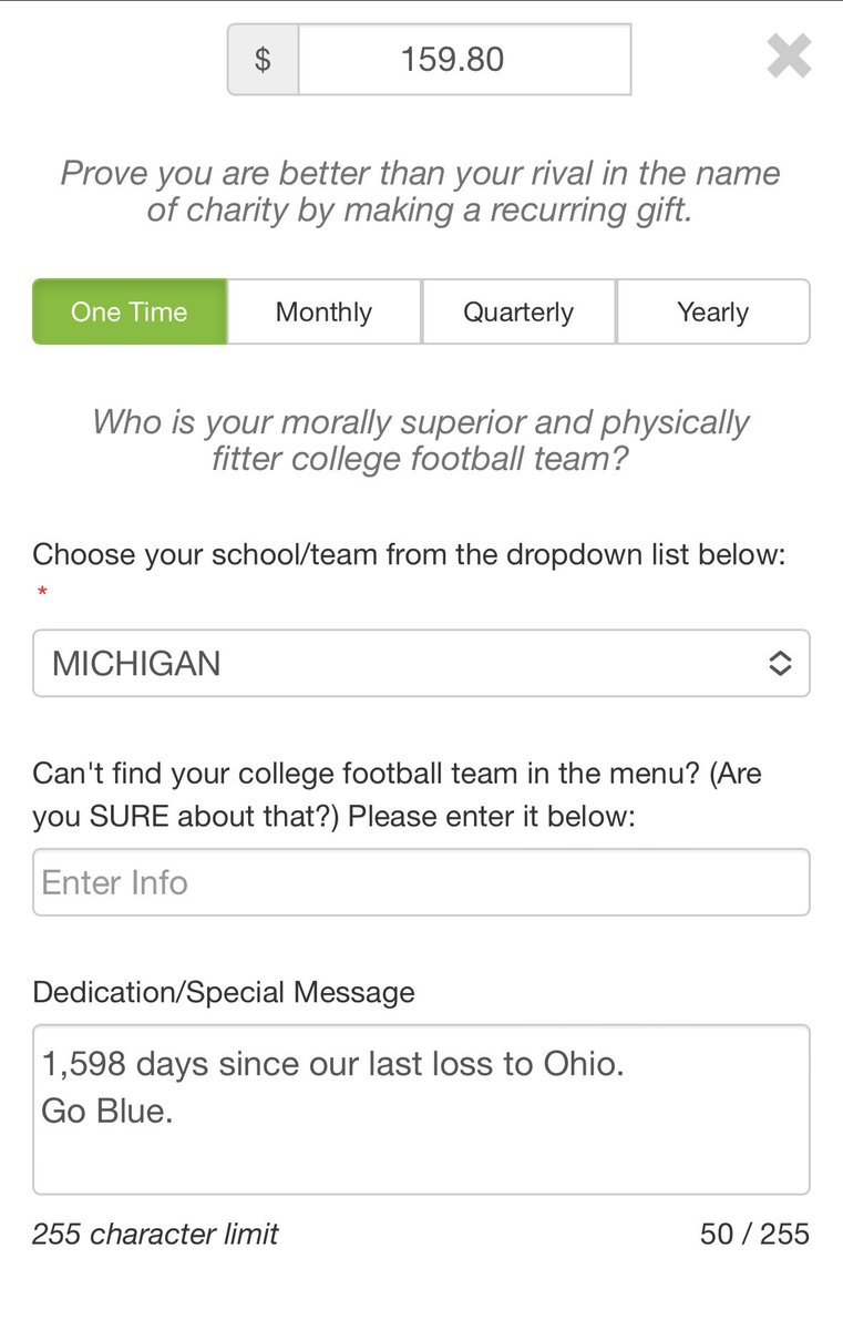 SpecialKRush's tweet photo. @edsbs @HollyAnderson @newampaths 
$159.80 (plus fees) because it’s been 1,598 days since our last loss to Ohio State. 
#GoBlue https://t.co/acSpgWJxgM