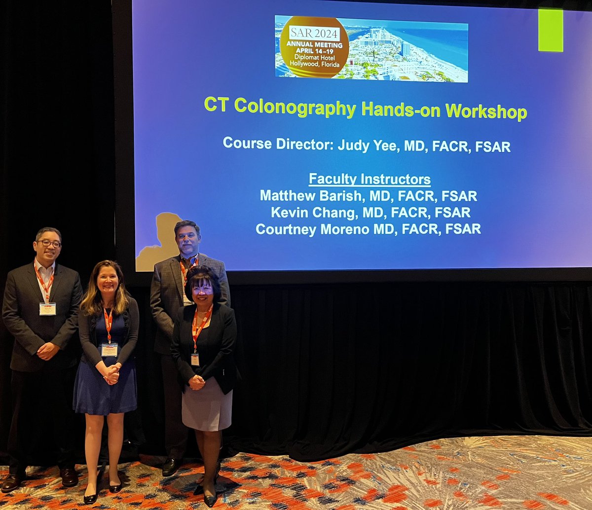 A big thank you to the #CTColonography workshop faculty for providing great teaching @kchang and Drs. Courtney Moreno, Matthew Barish. They made afternoon polyp hunting fun! @SocietyAbdRad #SAR24 #SAR2024