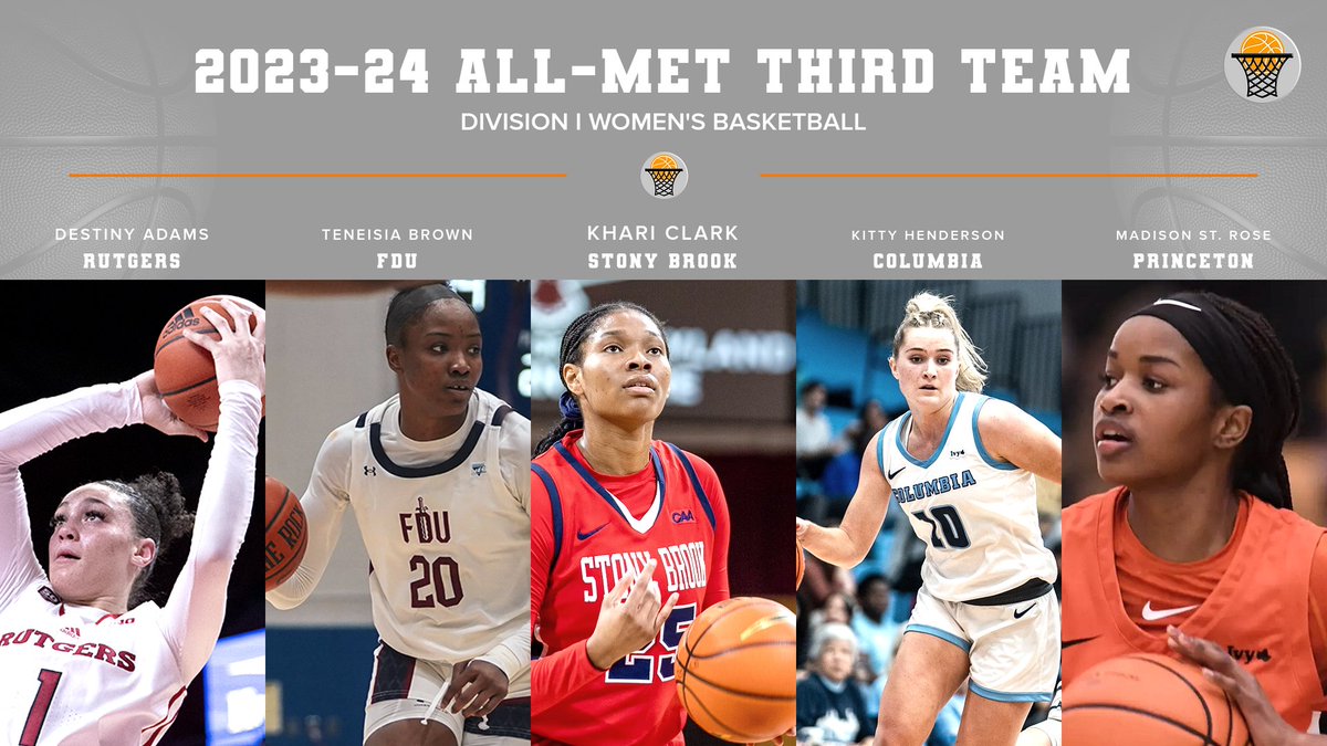 🏀All-Met Div I Women's 3rd Team! Destiny Adams @RUAthletics, Teneisia Brown @FDUKnights, Khari Clark @SBAthletics, Kitty Henderson @GoColumbiaLions, Madison St. Rose @PUTIGERS