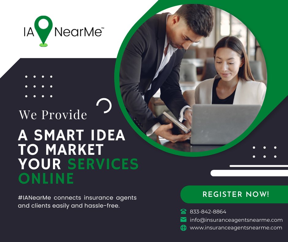 We provide a smart idea to market your services online with IANearMe.com!

Register at insuranceagentsnearme.com/select-plan

#Insurance
#insuranceagent
#insurancebroker
#insuranceagentsnearme
#insurancedirectory
#InsuranceMarketing
#insuranceindustry
#InsuranceCompanies