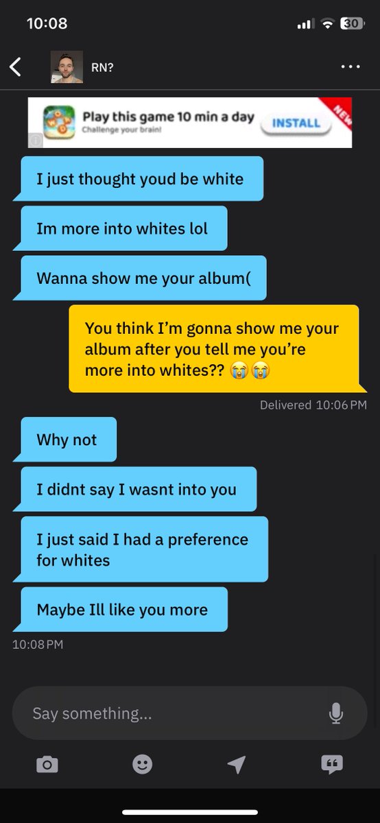 The AUDACITY to still ask for my album after saying he’s “more into whites” to my face???😭😭 #StopAsianHate