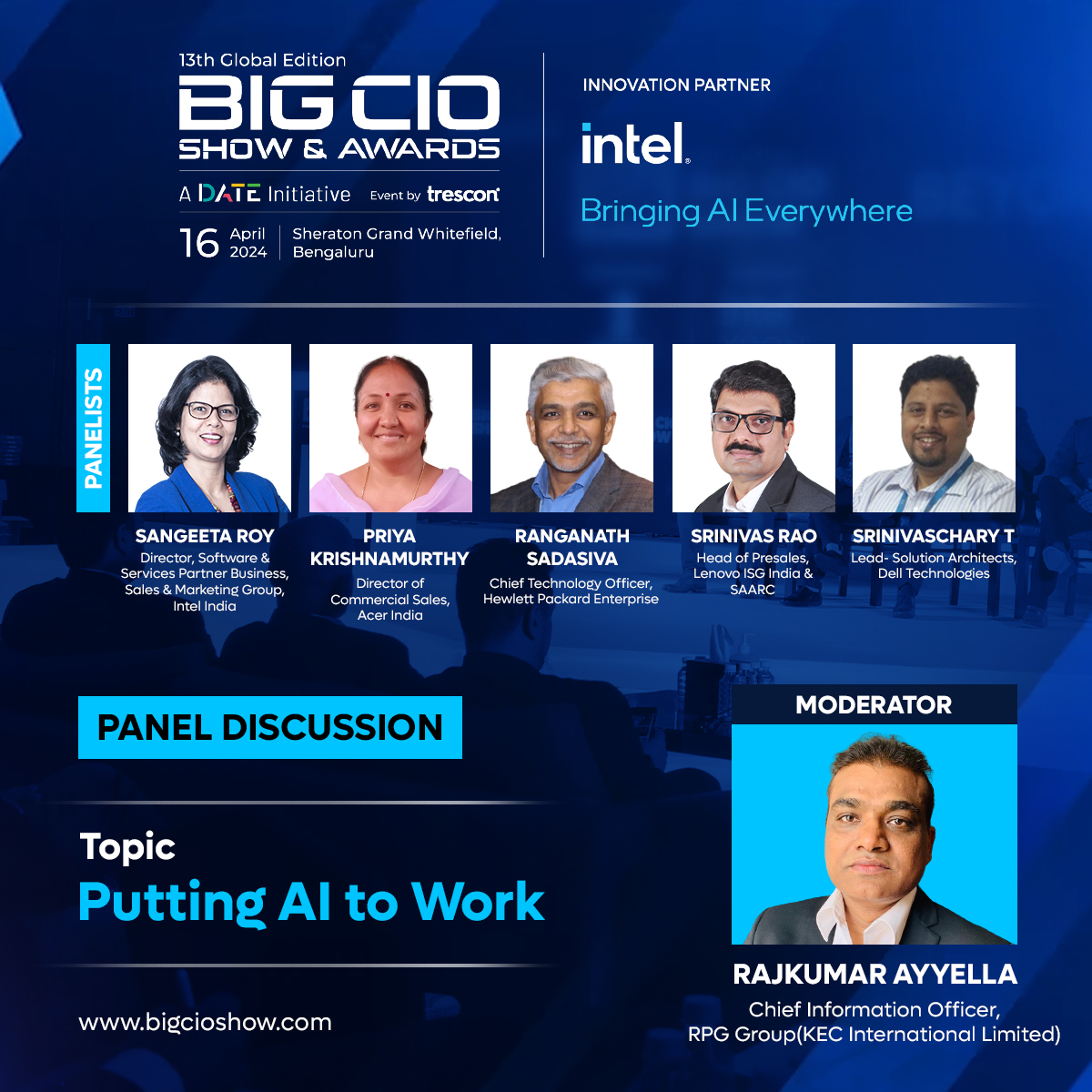 Join us today for an engaging panel discussion on 'Putting AI to Work'! 

Stay tuned for live updates!  

#BigCIOShow #CIOs  #IntelAI #BringingAIEverywhere