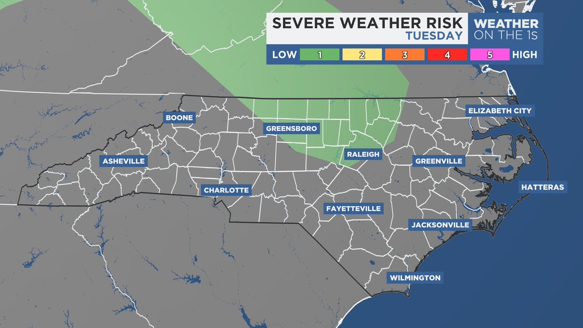 The storm threat is quickly decreasing across northeastern North Carolina... We may see a few more isolated strong to severe storms on Tuesday. #SpectrumNews1 #ncwx
