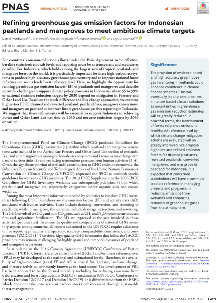 Indonesia’s climate targets depend on peatland and mangrove ecosystems – we explain in our new @PNASNews paper “Refining greenhouse gas emission factors for Indonesian peatlands and mangroves to meet ambitious climate targets” #bluecarbon #naturebasedsolution