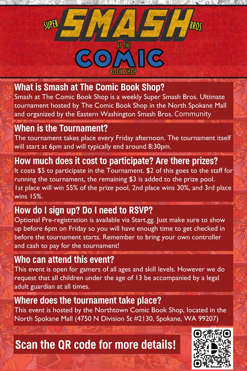 If you're in the Spokane Smash Ultimate sphere and somehow unaware of our weekly, we're about to have our tenth installment this coming Friday. Link below.