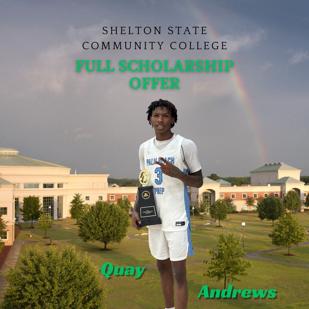 Congratulations to Quay Andrews (6’4/SG/24) for receiving a full scholarship offer from @sheltonstate 🏝️🦈