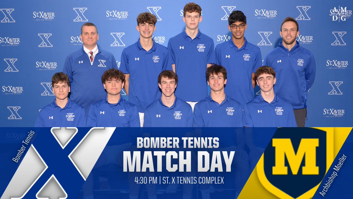🎾 | MATCH DAY @StXavierTennis hosts the Moeller Crusaders this afternoon for a GCL South matchup. Don't miss out on the action at 4:30pm at the St. X Tennis Complex! #GoBombers | #AMDG