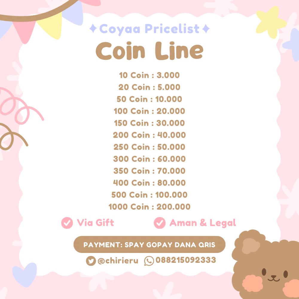 chirieru's tweet photo. yuu jajan coin koin line, gift tema stiker emot, fastt 1-5 menitt🙆🏻‍♀️ #zonauang https://t.co/LKR07KVmGo