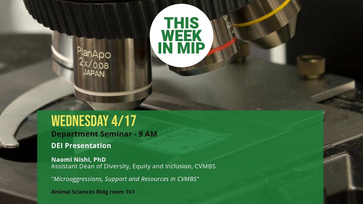 This Week in #MIP: @CSUVetMedBioSci Assistant Dean Naomi @NNishi gives department seminar! Then catch MIP research this week at Celebrate #UndergraduateResearch & Creativity Showcase, Front Range #Microbiome Symposium, and spring 2024 Rocky Mountain @ASMicrobiology meeting.