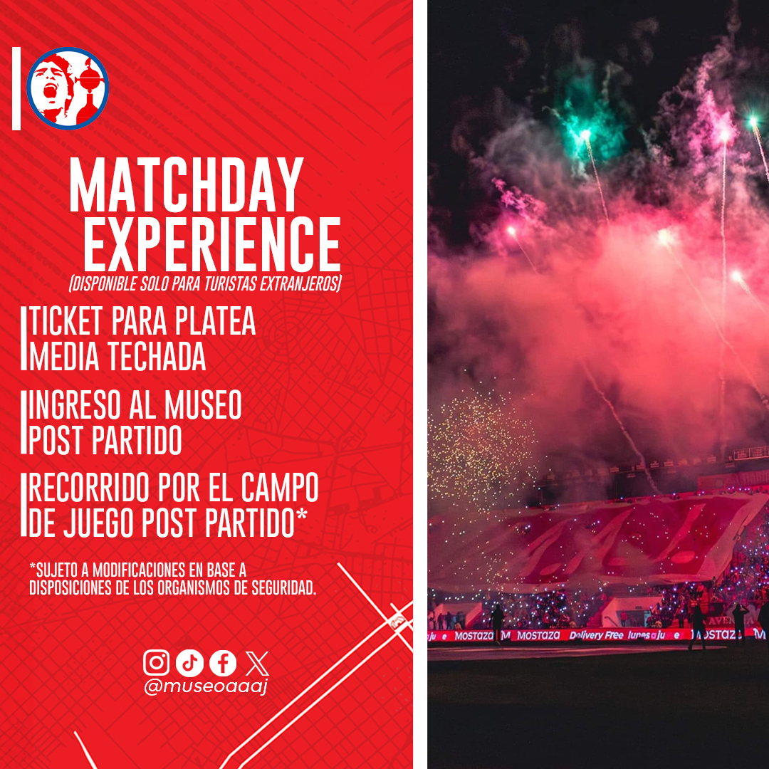 MuseoAAAJ's tweet photo. Si sos extranjero y tenés pensado visitar #BuenosAires, no te podés perder el #MatchDay de #AAAJ ⚽️

Incluye 👉 Ingreso al partido | Visita al Museo | Recorrida del campo de juego (*).

Los cupos son limitados ¡no te quedes afuera!

🎟️Reservá tu ticket 👉 https://t.co/ecQFubsbyY https://t.co/pcalhq2T5a