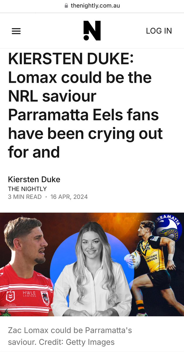 It’s official! My first NRL column has been published on @thenightlyau for the world to see. How terrifying/exciting 😅 This week: Lomax the answer to the Eels prayers, golden point chaos and a battle of the heavyweights 👀 thenightly.com.au/opinion/sport/…