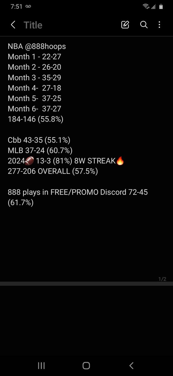 realVegasMatt's tweet photo. Look at these sports betting returns since #NBA started in late October. Almost 58% all sports almost 500 games. Up 50 units with juice factored in. Considering we dont do units, there is ZERO RISK. We steadily print money #888WINS #GamblingCommunity #GamblingTwitter #GamblingX https://t.co/M10DGmXC6S