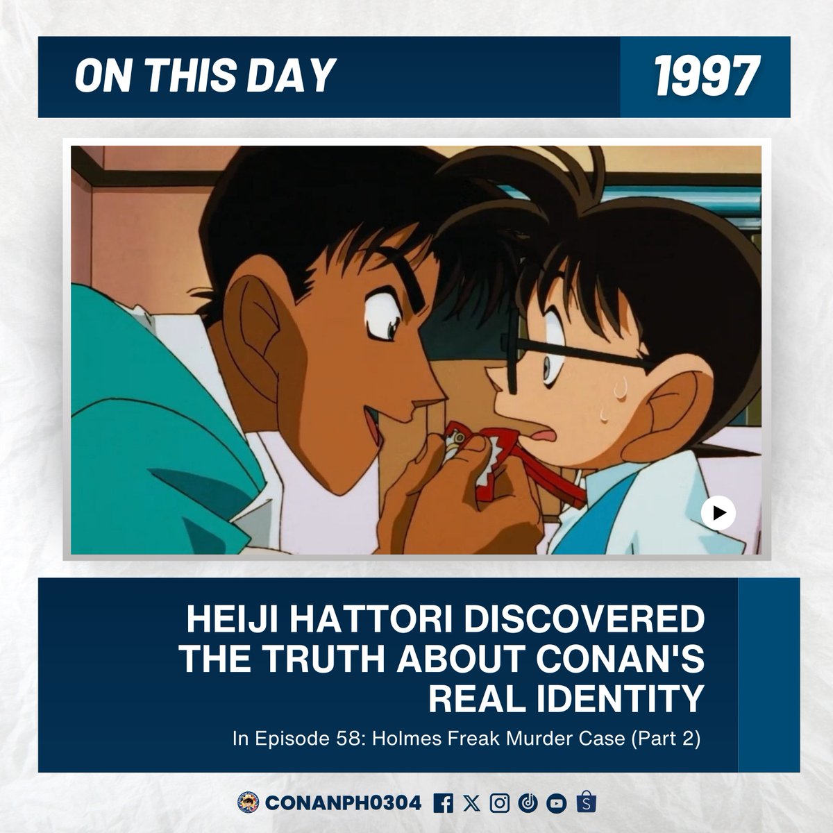 ON THIS DAY | Today marks the 27th anniversary since Heiji Hattori discovered the truth abouth Conan Edogawa's real identity.
#dcphanimeandmanga