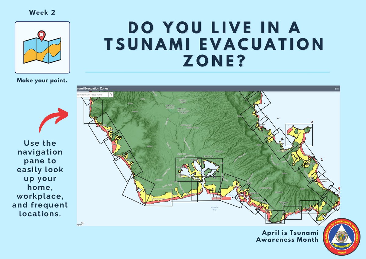 Is your home, work, or school in a tsunami zone? It is easy to find out by checking your address at honolulu.gov/tsunamievac. Don’t wait for a tsunami warning to find out! Knowing ahead of time if you will need to evacuate is a key part of being prepared. #TsunamiAwarenessMonth