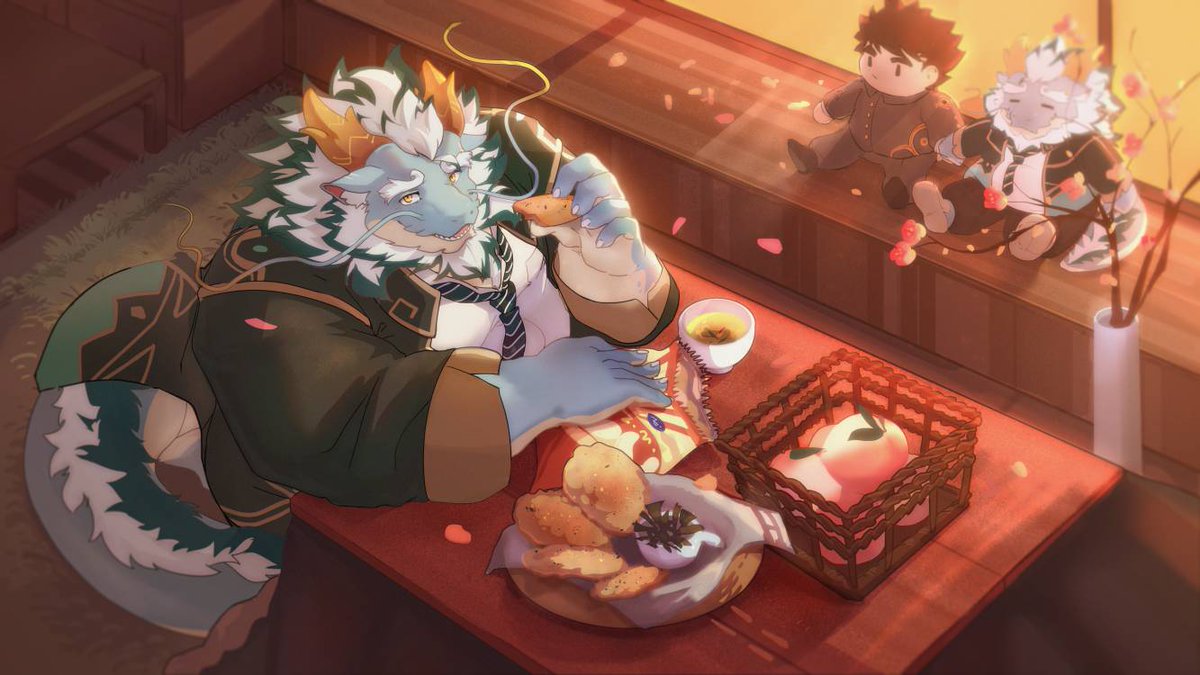 #放サモ #qinglong #furryart #TokyoAfterschoolSummoners 下午茶时间。