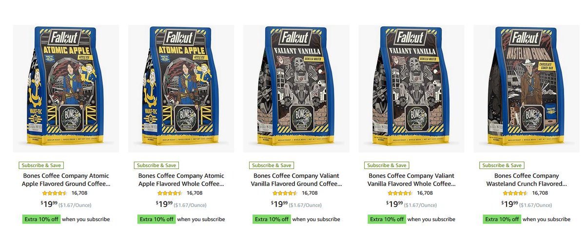 10% Off Fallout Coffee When You Subscribe (You can unsub later) via Amazon (Prime Eligible). ow.ly/F0RS50RgN1F