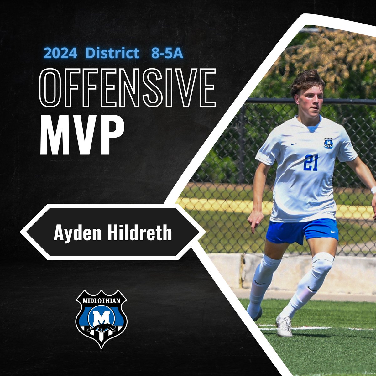 midlo_bsoccer's tweet image. Congratulations to Ayden Hildreth for being District 8-5A Offensive MVP! #MISDProud #Pantherpride
@tascosoccer @Gosset41 @GMsportsmedia1 @Aydenhildreth21