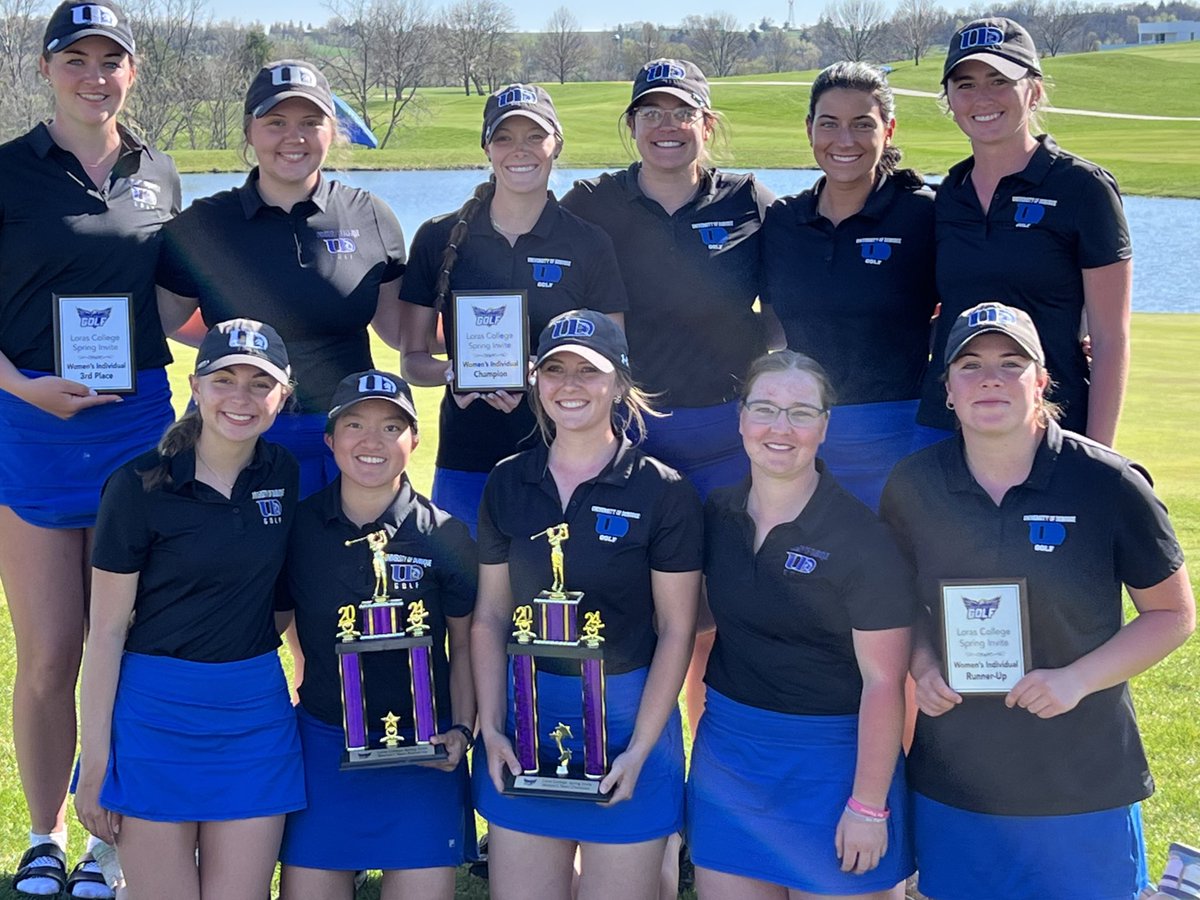 Congrats to our Women’s team who brought home the Loras College Invite title today in dominating fashion!!!! Also congrats to Brooke Bunjes for winning the individual title today with rounds of 78 & 80. 
#UDgolf #proudcoach #notdoneyet