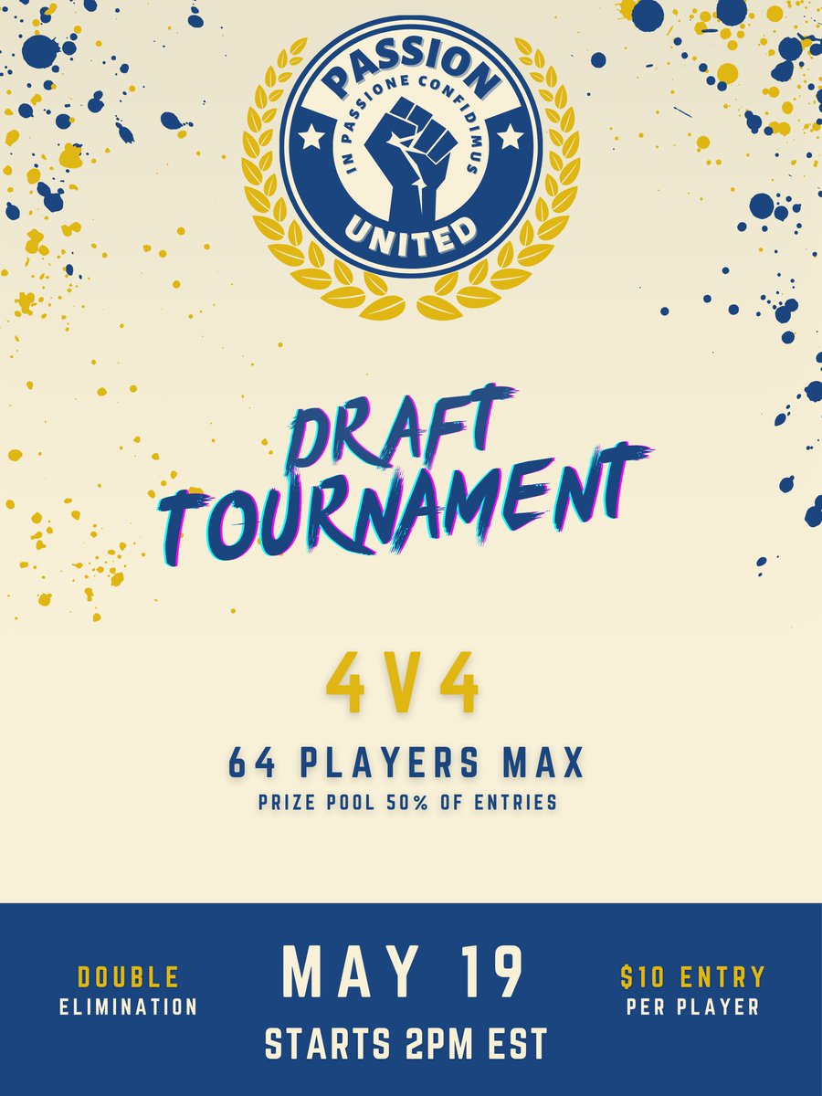 🚨Draft Tourney Announcement! 🗓️: Sunday, May 19th at 2EST 🎙️: @PureDelightTV & TBD 🎥: @Ferzilla54 💰: $10USD /person Sign Up: forms.gle/6Y6vbxKGQcPkaT… Discord: discord.gg/45jyrSPXMV *50% goes to 2024 LAN Funding for Passion United