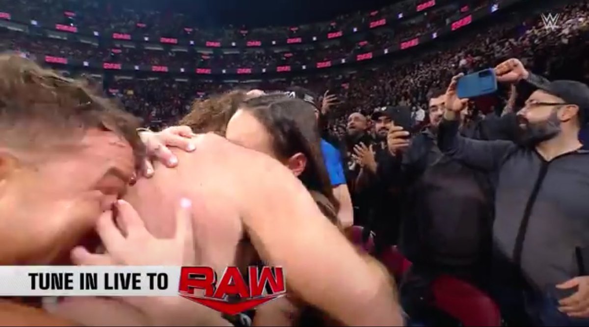 this group hug between chad gable, sami zayn, and his wife after their banger match is so sweet. i love the sportsmanship chad gable showed