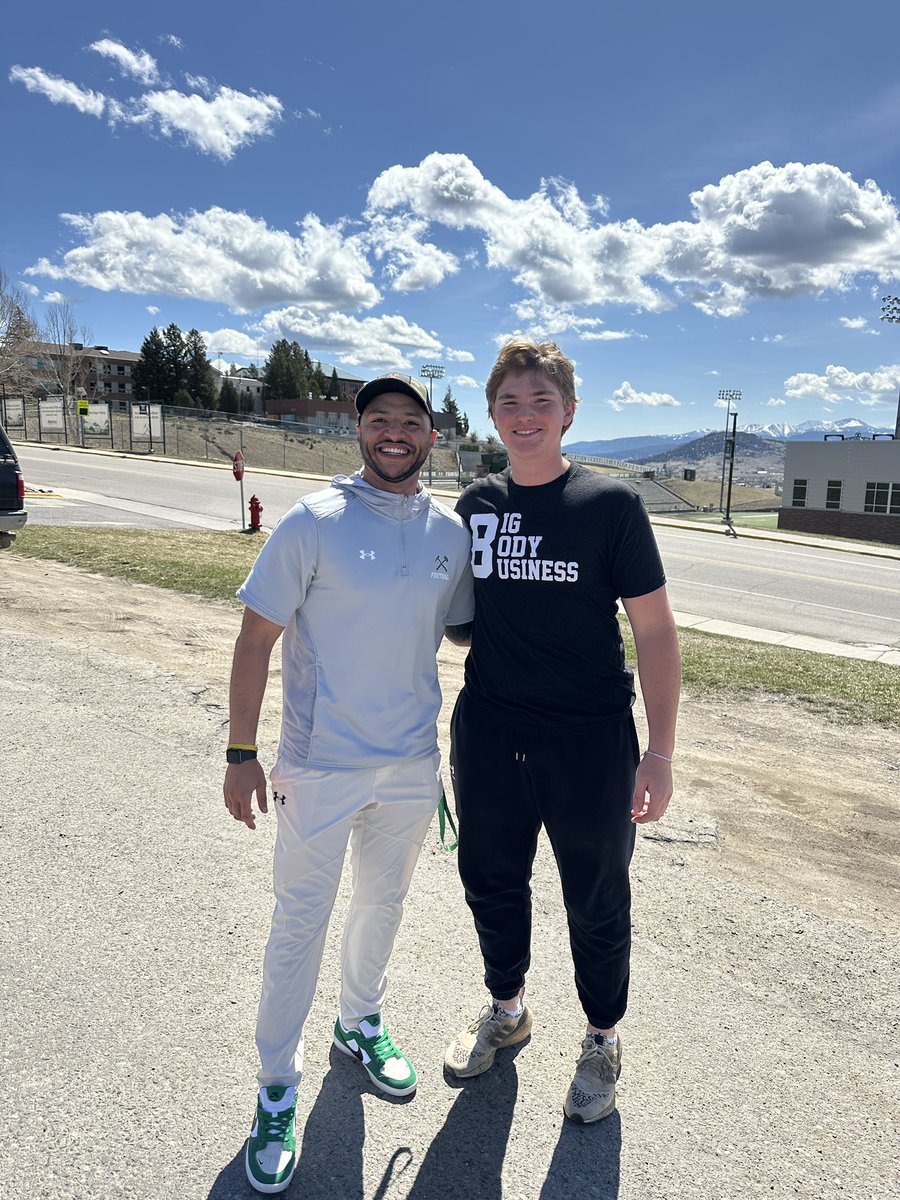 Had a great visit with @CoachMAllenFB at Montana Tech! Can’t wait to be back for summer camp!!!🔥@CoachChadRogers @MonTechFootball @KodyTorgerson @CoachKyleSamson @coach_garcia86 @DenCoGridiron @KevinMoses38 @nxt1sports @SangerFB #GreenGoons #Tribe