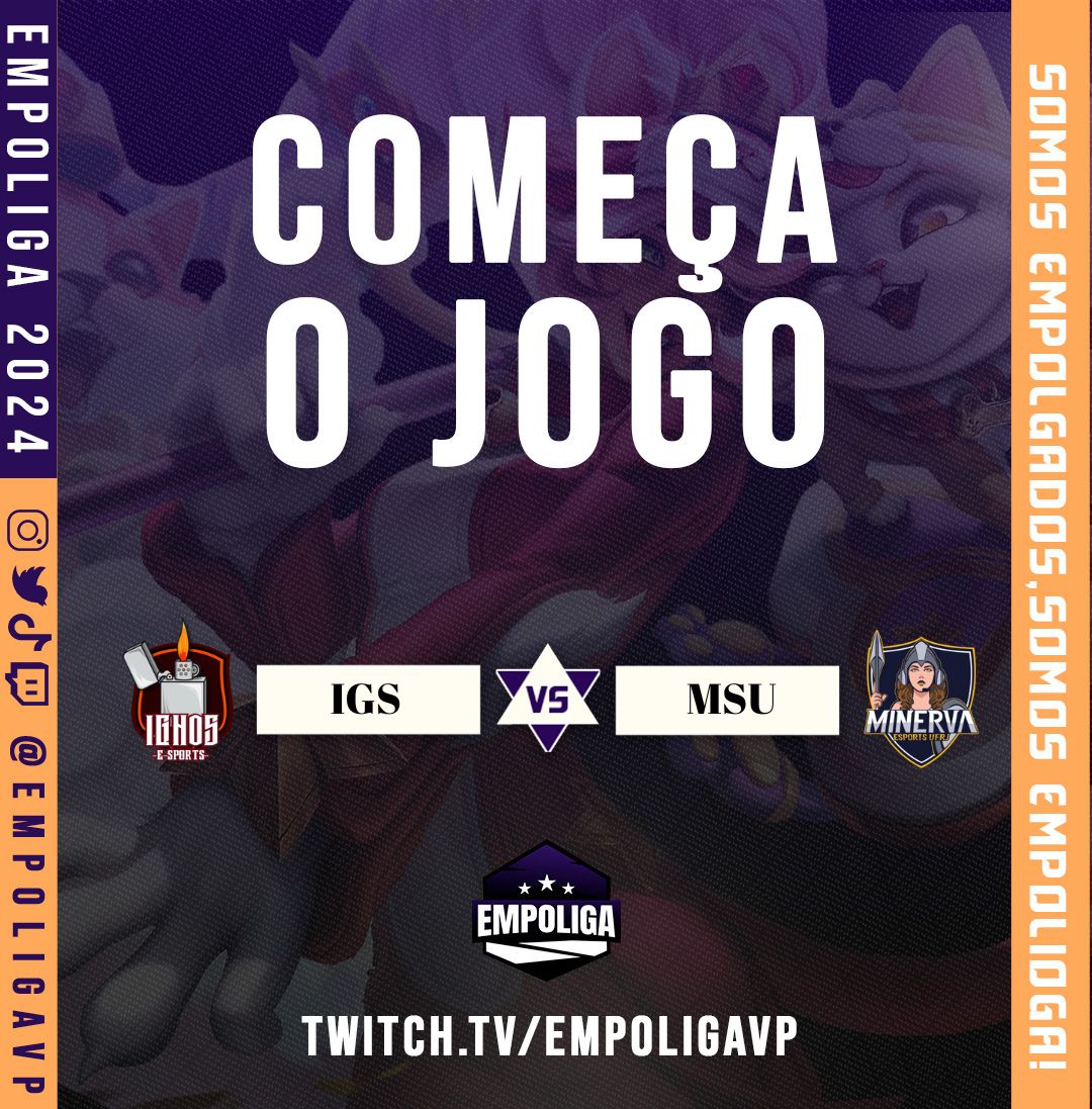 EmpoligaVP's tweet image. E nem só de Trad vive a #EMPOLIGAVP, no off stream de logo mais, às 20h, temos @ignosesports e @minervaesports, em um duelo pela primeira vitória na Major C!

Vocês são #GOIGS ou #GOMSU?

Somos empolgados! Somos Empoliga!