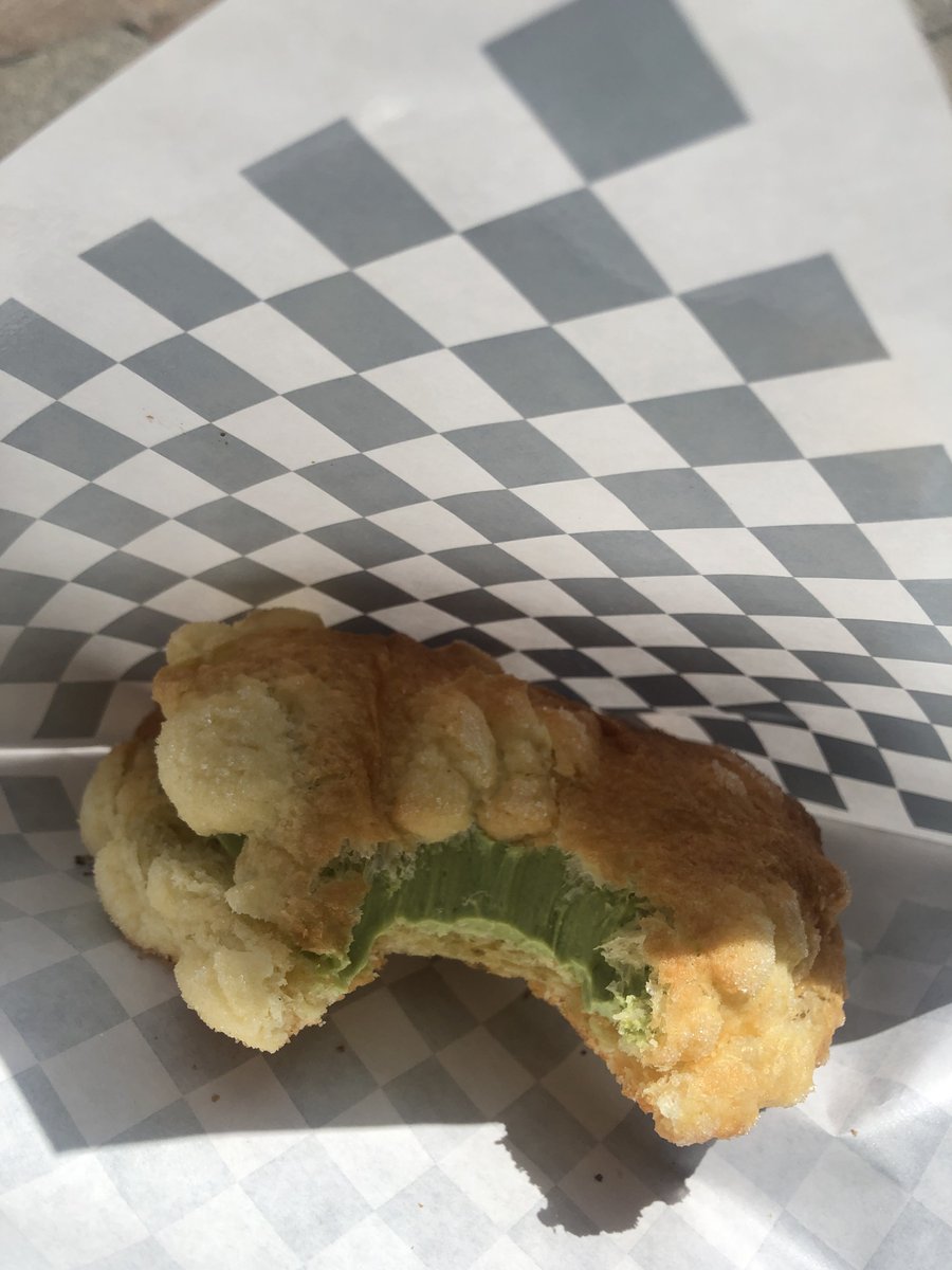 Melon pan w/ matcha ice cream