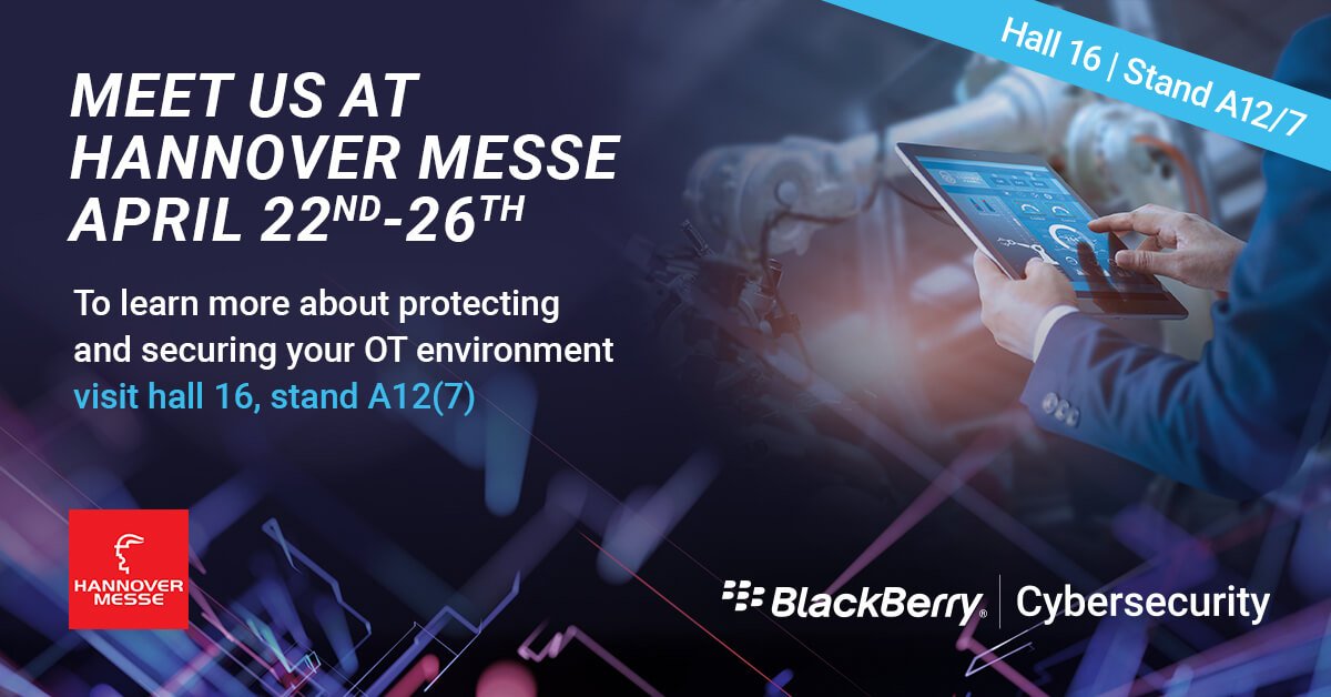As #digitalization sweeps through the manufacturing industry, #cybersecurity becomes paramount. How can you keep up as legacy systems leave machines vulnerable?

Join #BlackBerry at #HannoverMesse for personalized consultations. 
Book now: ⭐ bit.ly/3vKwbfY ⭐