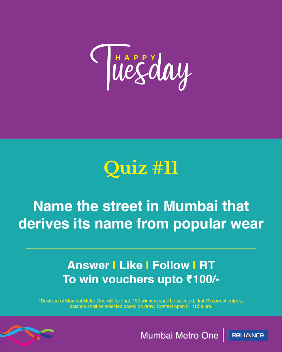 #HappyTuesday quiz is here! The 11th edition of this quiz is about, shopaholic's paradise offering trendy clothes and accessories at unbeatable prices. Answer, Like, Follow & Share (all mandatory) to win. #ContestAlert #Fashion #Giveaways #Voucher #MumbaiMetro