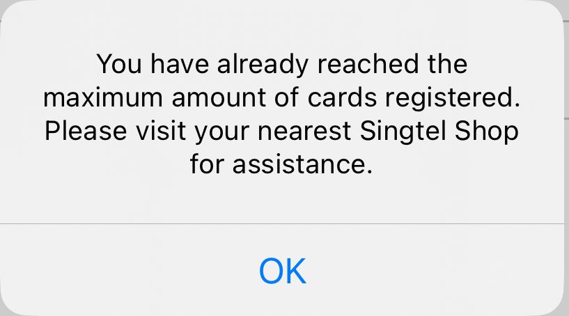 @SingtelSupport Old 30day eSim was from Dec last year (13/12). I have deleted it (and rest of families) after visit. The issue is that unable to register a new esim purchased using same passport - as states maximum cards registered. Hence why asking why still Singtel maintain old records #PDPC