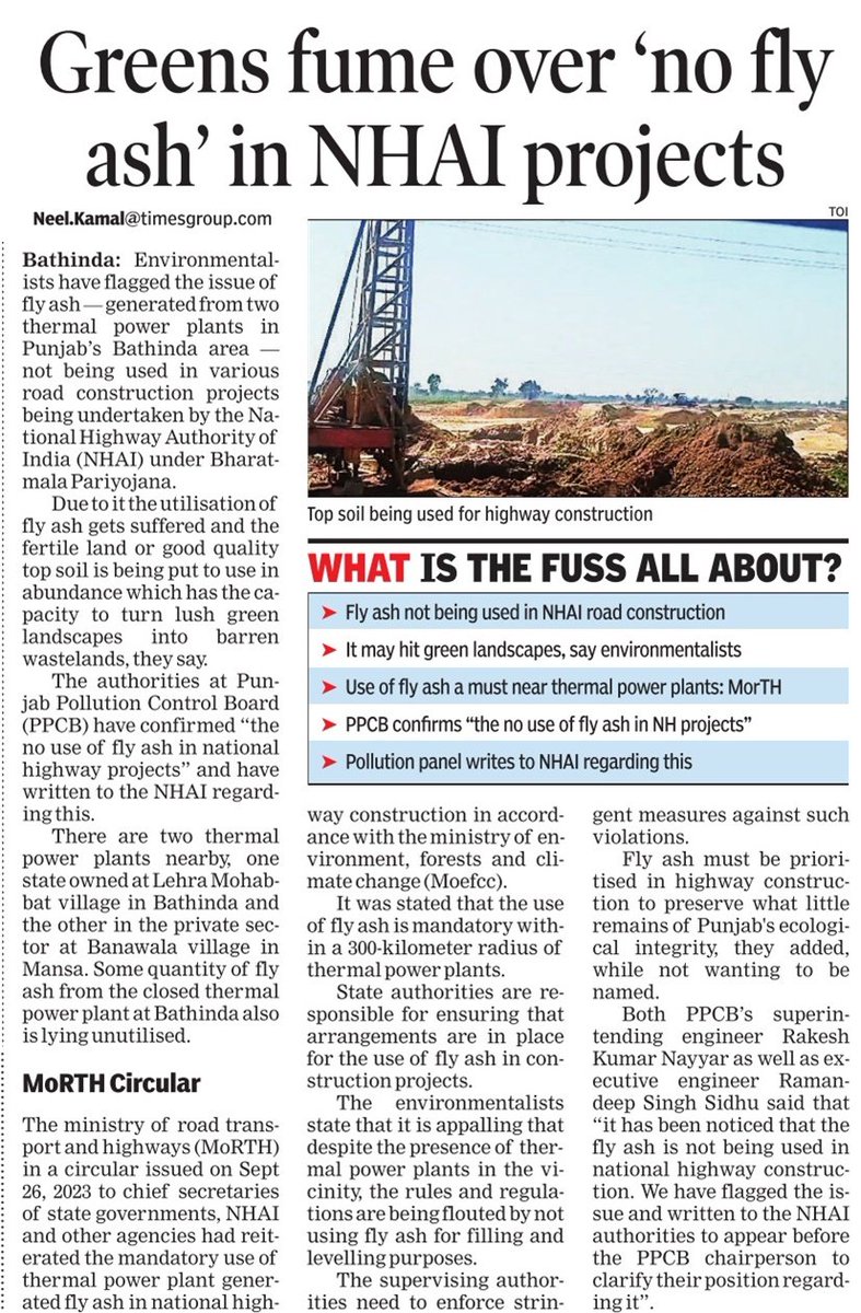 Flyash not being used in national highway projects as per directions by @MORTHInd @moefcc instead fertile land top soil being used despite flyash available in abundance for 2 thermal power plants 1closed plant environmentalists say it can turn lushgreen into barren wastelands