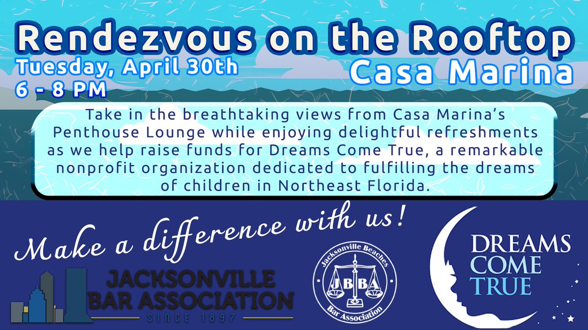 myjaxbar's tweet image. The Jax Bar Law Week Committee - which has been extra-busy lately gearing up for #LawWeek - met virtually today and finalized plans.

Special focus was placed on this April 30th event at Casa Marina Hotel - "Rendezvous On The Rooftop" - from 6-8 pm.

1/