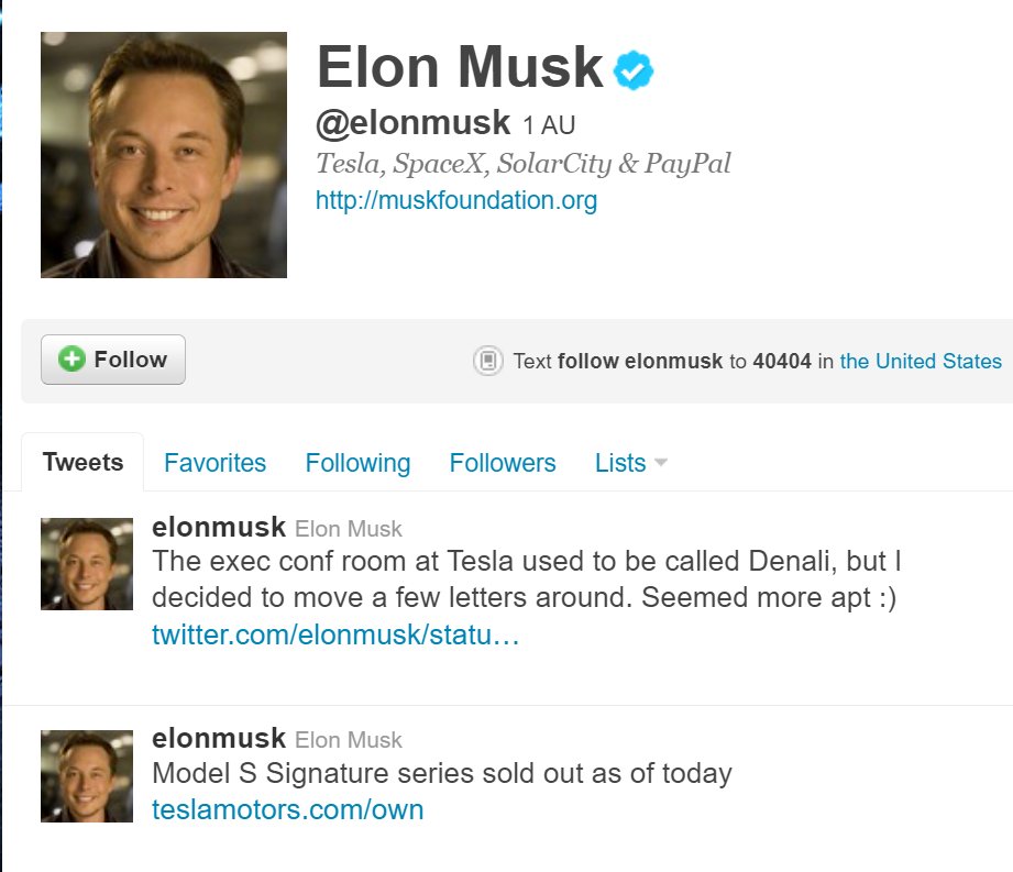 Elon Musk's profile in 2012