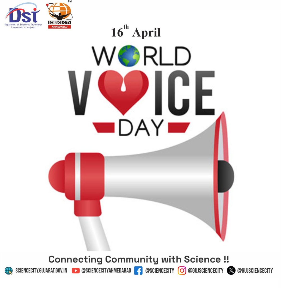 Speak with courage, listen with compassion. Happy World Voice Day. #WorldVoiceDay2024 #ChaloScienceCity @IndiaDST @dstGujarat @jbvadar @InfoGujcost @InfoGujarat