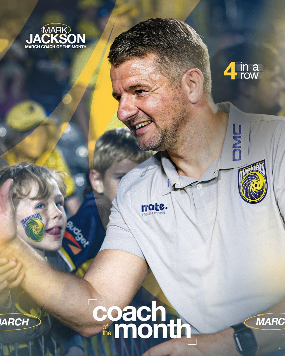 Jacko with the 4-peat! 🫡 After leading us back to the summit of the Isuzu UTE A-League ladder, congratulations to Mark Jackson on being awarded March's Coach of the Month! 👏 🎟: bit.ly/3PUmCSj #CCMFC #TakeUsToTheTop