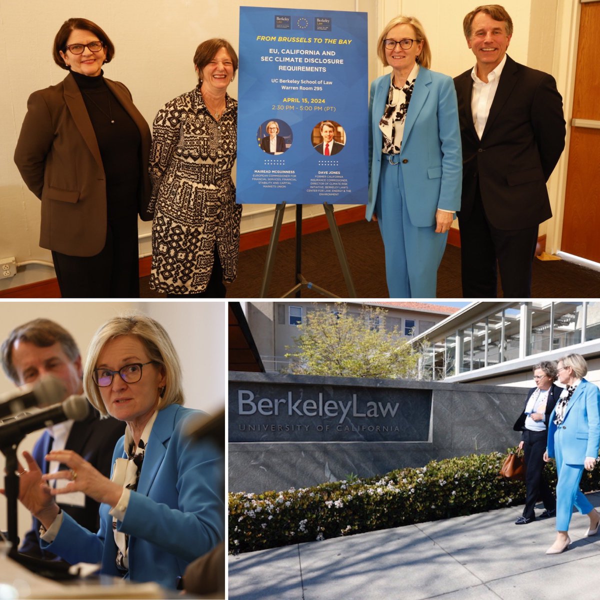 McGuinnessEU's tweet photo. Great to be @UCBerkeley to talk about EU work on sustainable finance &amp; hear what’s happening in California.
 
The EU is committed to implementing our sustainable finance framework, preventing greenwashing &amp; working with partners on sustainability reporting. https://t.co/BqeM4BwQSk