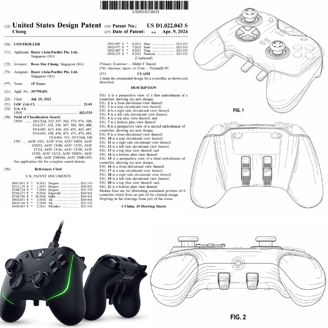 Razer is awarded a utility patent on a new gaming controller with interchangeable thumbsticks, 6 programmable buttons, and ergonomic rear triggers.

US Design Patent No. D1,022,043

#GamingNews #GameStop #Xbox