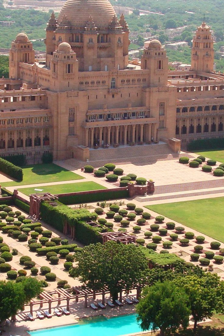 The Umaid Bhawan Palace is a magnificent palace located in Jodhpur, Rajasthan, India. It's one of the world's largest private residences, built between 1928 and 1943 for Maharaja Umaid Singh by architect Henry Vaughan Lanchester.