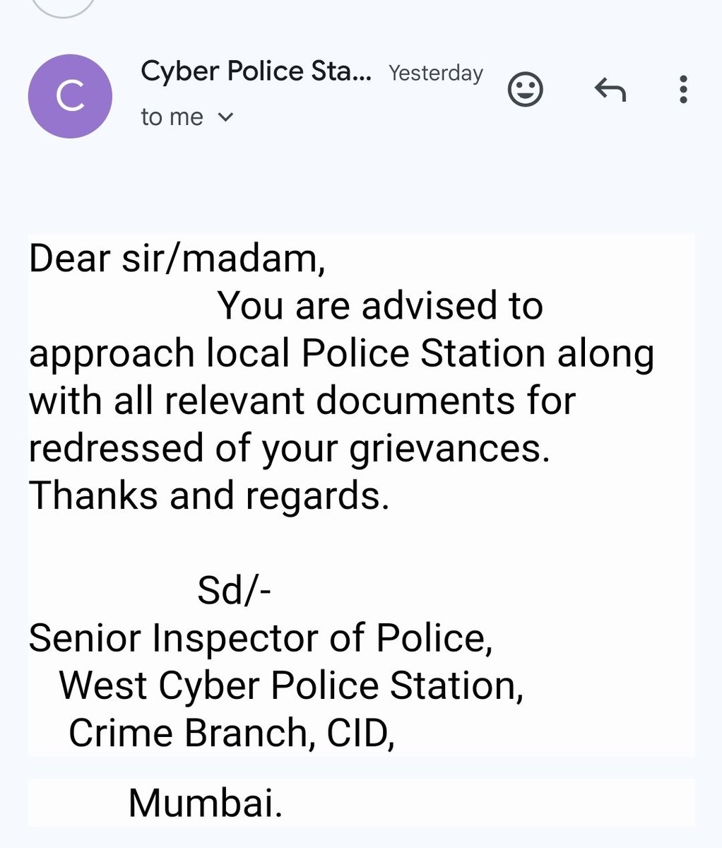 Do you need a Cyber police station adding cost to the tax payers telling you to go to a local police station. Which most of the times does not entertain complaints. @MahaCyber1 @mieknathshinde