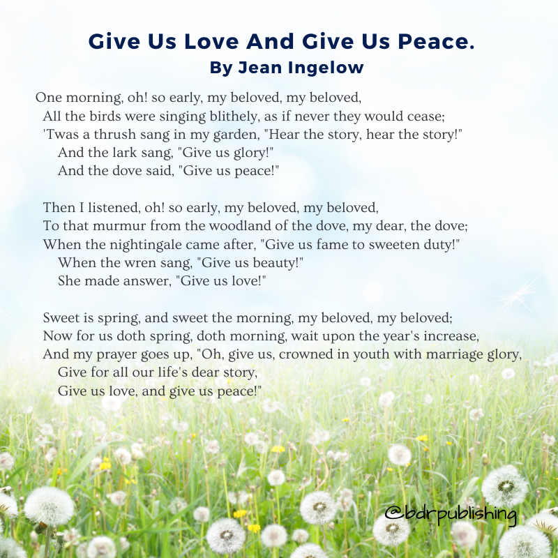 bdrpublishing's tweet photo. Give us love and give us peace
#bdrpublishing #nationalpoetrymonth #poetrymonth #writingpoetry #poems #poetry #ilovepoetry #poetrywriting #ilovepoems #poetryquotes #ineedpoetry #writepoetry #jeaningelow https://t.co/TNUt4FQaIq