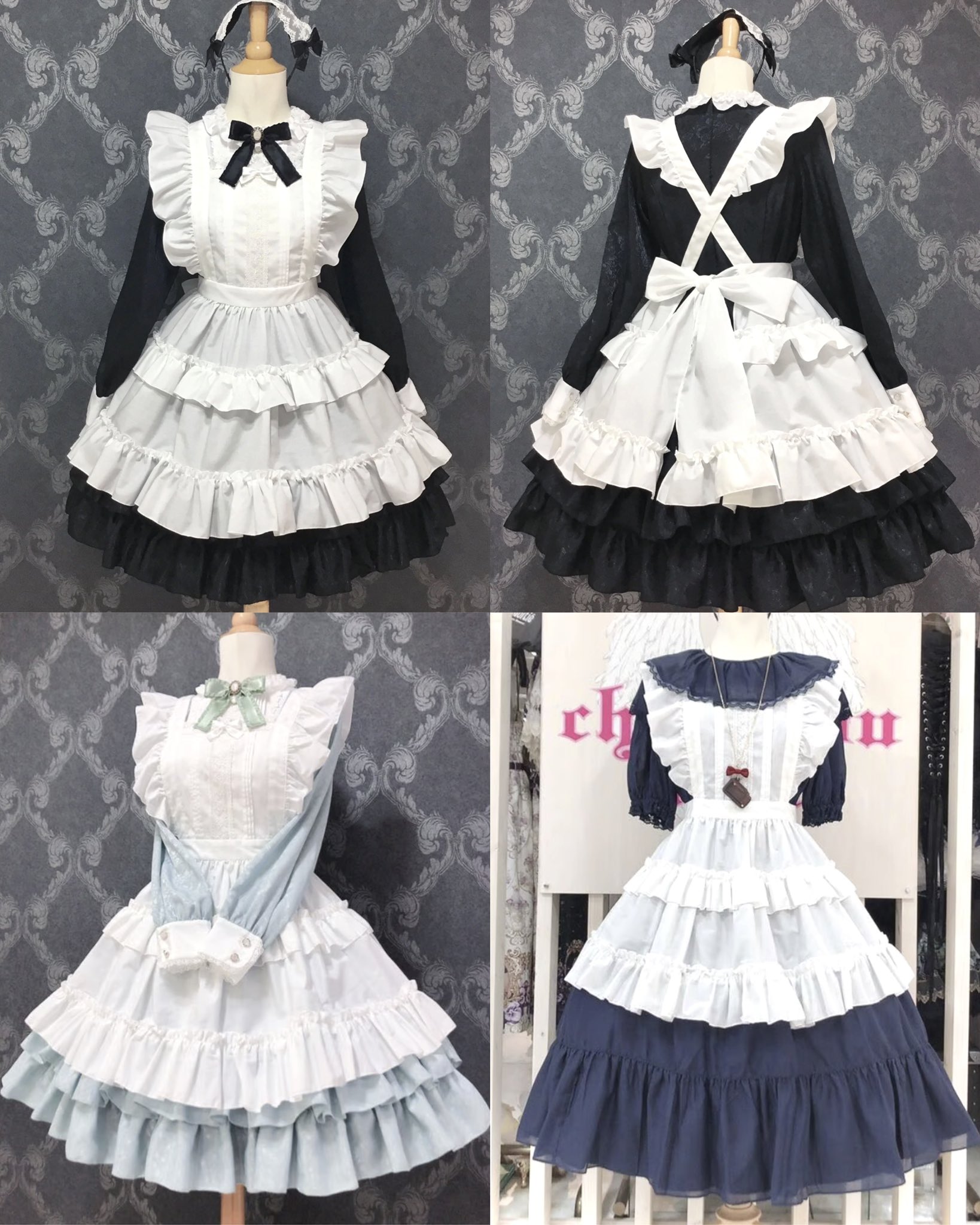 Pina sweetcollection 白 エプロン Pina sweetcollection／スカラップフリルエプロン（梨地