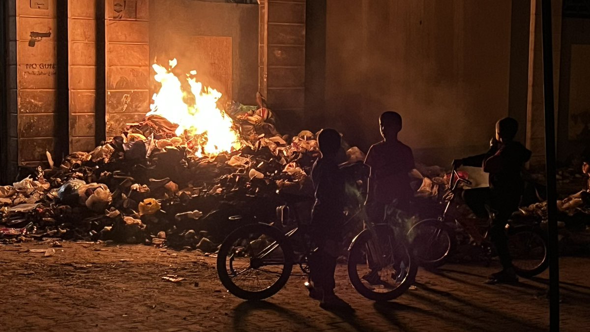 Palestinian children are playing with garbage piles..

Burning them.. Warming themselves and playing with fire in front of our refugee shelter!