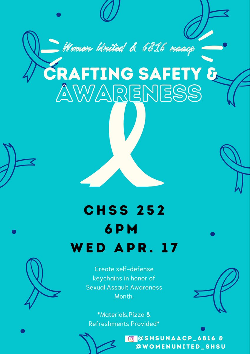 Crafting safety & awareness 🩵 With @WomenUnited_ 

THIS WEDNESDAY 04/17 at 6pm

CHSS 242

Come create self-defense keychains in honor of Sexual Assault Awareness
Month.