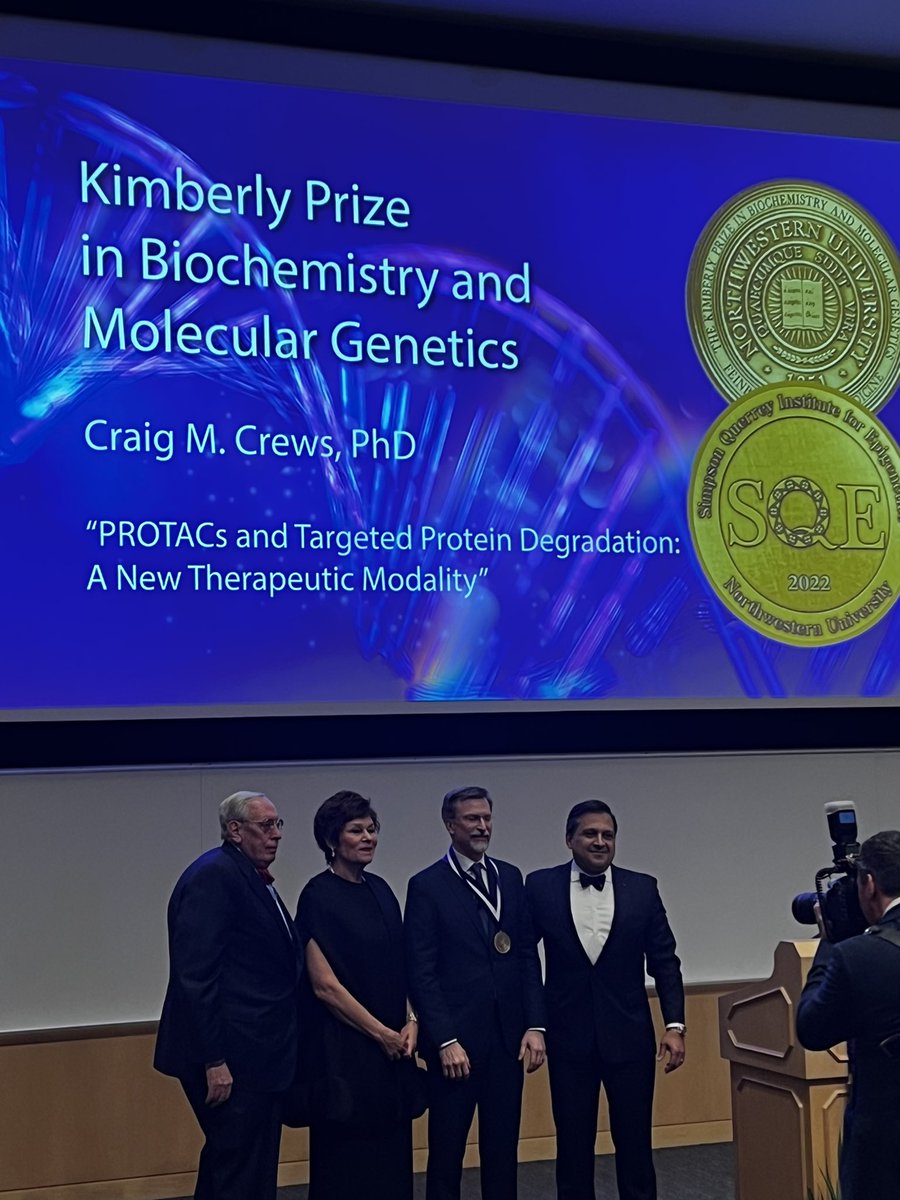MazharAdli's tweet image. Congratulations Dr. Craig M. Crews, the recipient of the annual Kimberly Prize in Biochemistry and Molecular Genetics!

Inspiring talk on the clinical promise of #PROTAC, #RIPTAC and #PHOSTACs 

@CraigMCrews 
@NUFeinbergMed 
@NU_BMG_SQE 
@ShilatifardLab  @YaleMed  @ArvinasInc