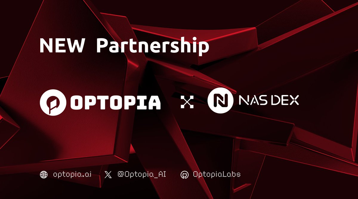 🚀 We're excited to announce our new partnership with @nasdex_xyz, enriching value for our users.

NASDEX is the premiere decentralized exchange on tokenized asset trading.

Stay tuned for updates on our joint venture! ❤️‍🔥

#AI #Layer2 #Optopia